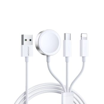 Joyroom S-IW008 3-in-1 Watch Magnetic Wireless Charger USB-A to Lightning, Type-C Fast Charging Cable, 1.2m, White
