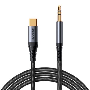 Joyroom SY-A07 AUX Audio Cable USB Type-C to 3.5mm Jack Connector, HiFi Sound, iPhone 15/ 16, Android, 1.2m, Black