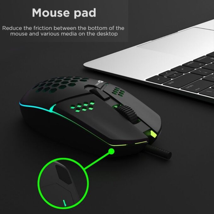 Lecoo MS105 RGB Gaming Mouse, Wired Ergonomic Optical Mouse, 4-Speed Adjustable DPI up to 3200 for PC, Laptop, Computer, Black