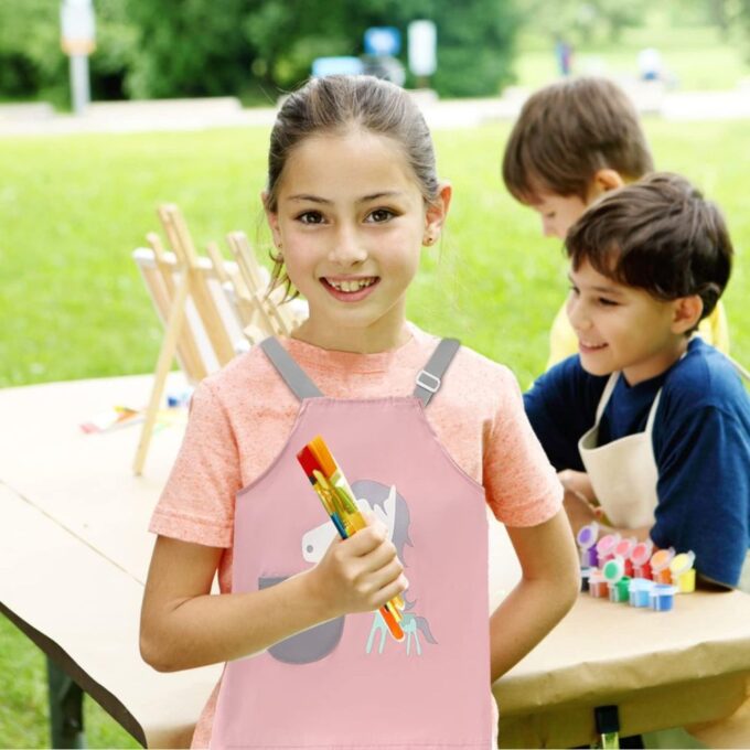 Unicorn Cartoon Kids Apron Art Smock Apron Painting Toddler 13