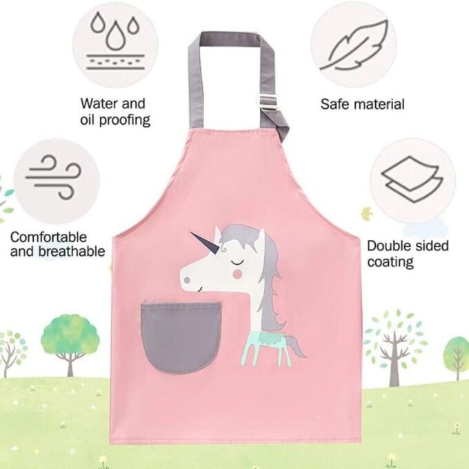 Unicorn Cartoon Kids Apron Art Smock Apron Painting Toddler 4