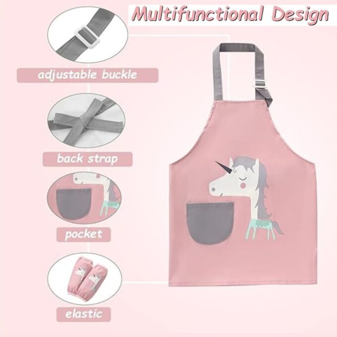 Unicorn Cartoon Kids Apron Art Smock Apron Painting Toddler 5