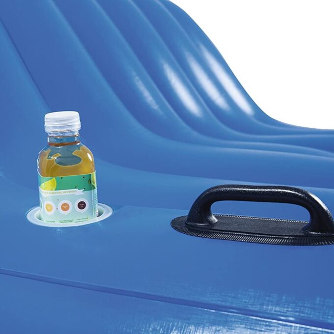 Inflatable Floating Island Lounger with Sunshade, Floating Island Pool Water Float with Sound Bar and Cup Holder